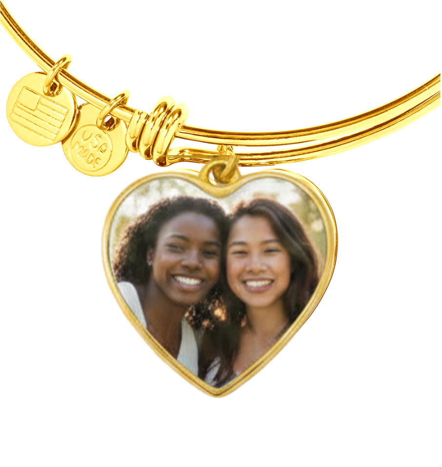 Best Friend Birthday 'Never Apart' Custom Photo Heart Bangle