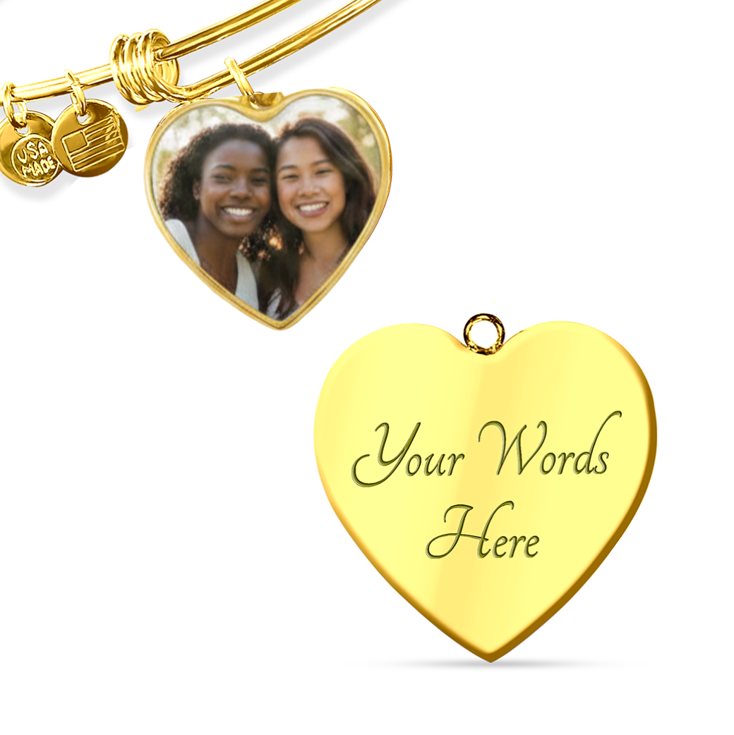 Best Friend Birthday 'Never Apart' Custom Photo Heart Bangle