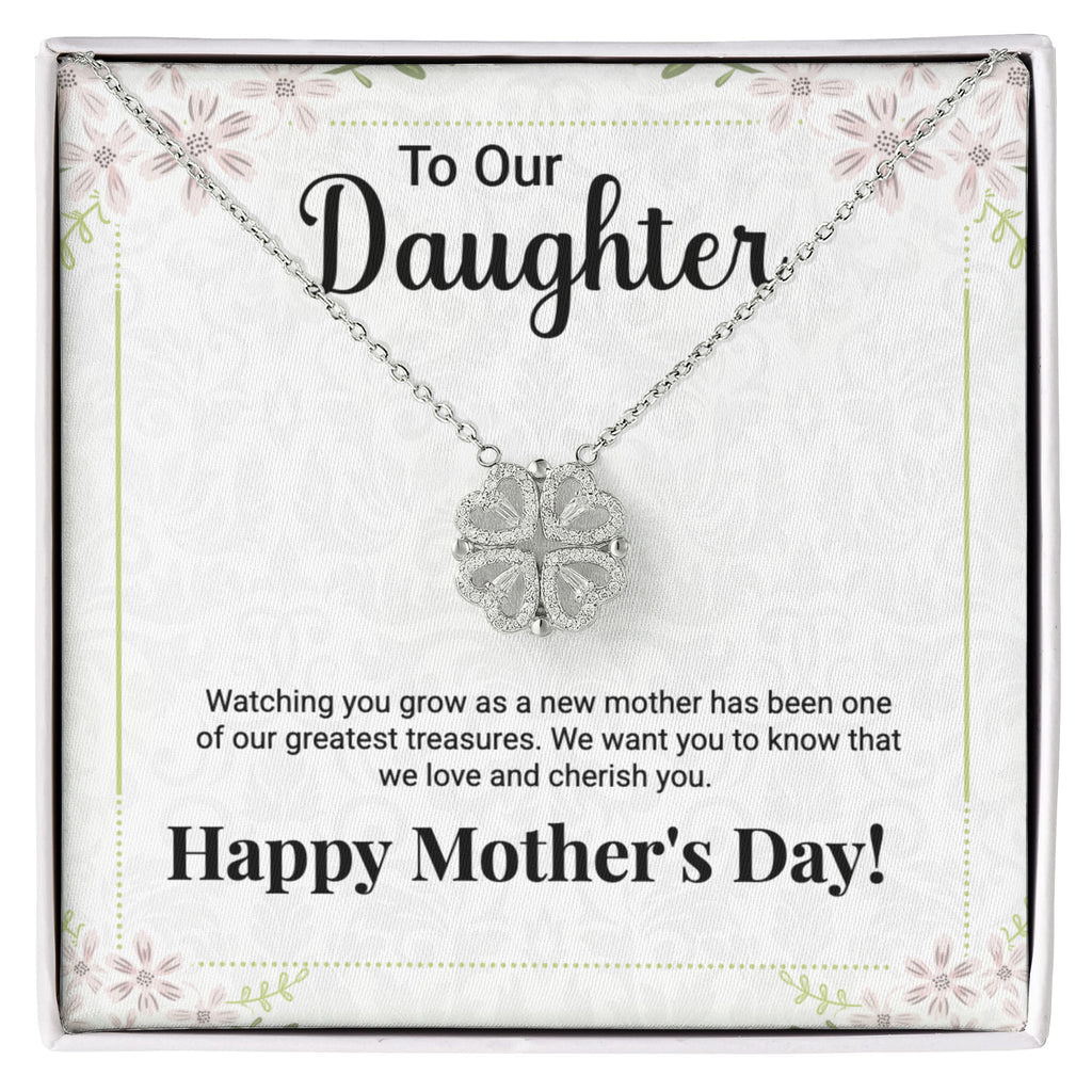 Daughter 'Watching You Grow as a Mom' Necklace & Card from Parents for Mother's Day