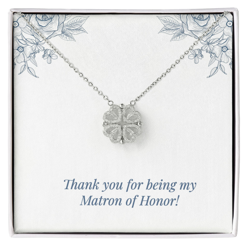 Matron of Honor 'Thank You' Magnetic Hearts Necklace & Card from Bride