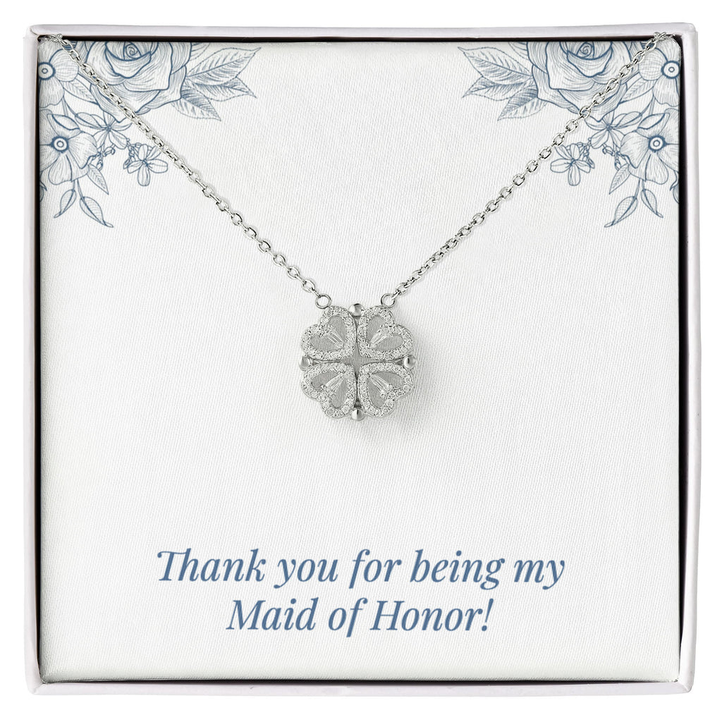 Maid of Honor 'Thank You' Magnetic Hearts Necklace & Card from Bride