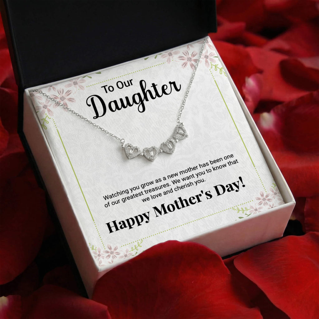 Daughter 'Watching You Grow as a Mom' Necklace & Card from Parents for Mother's Day