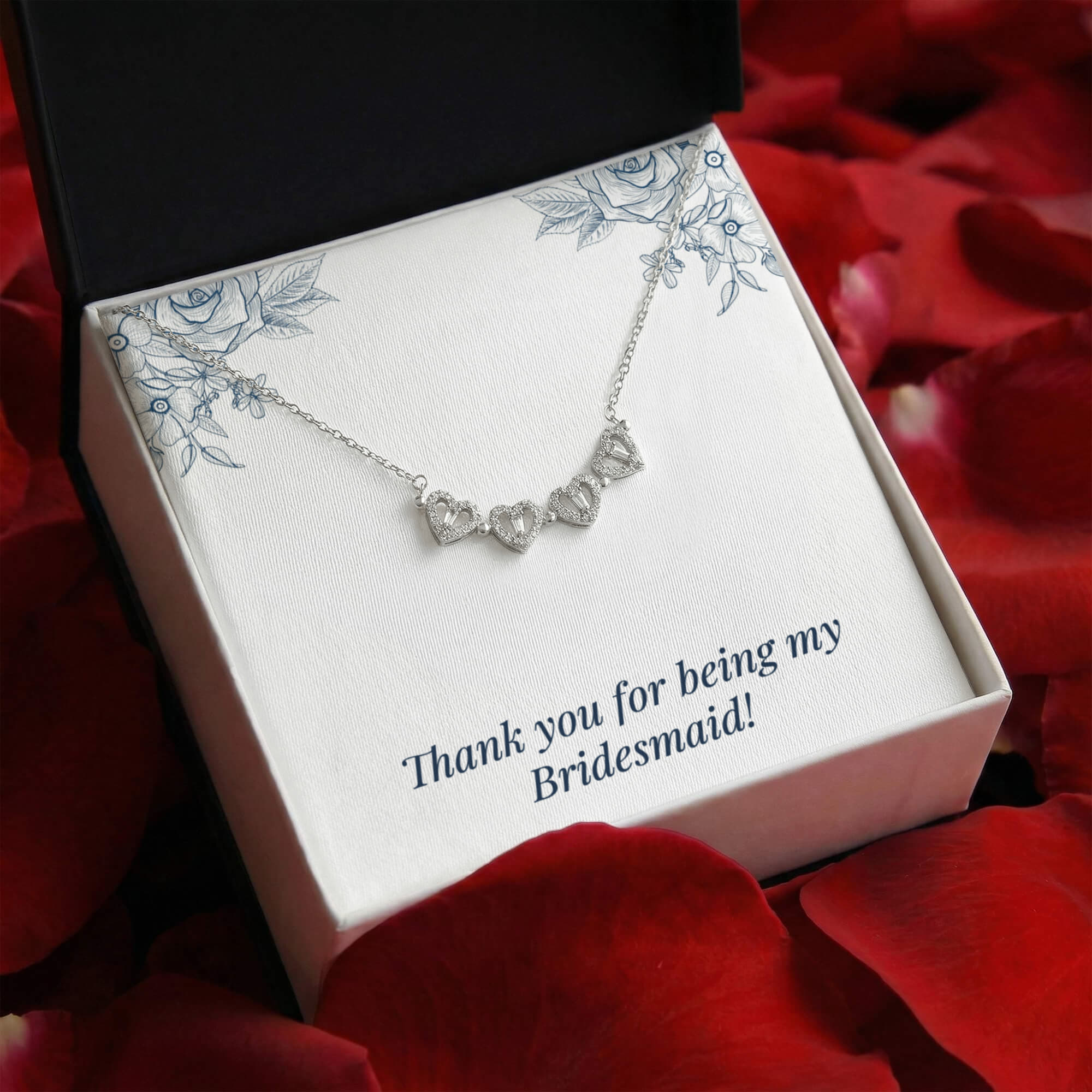Bridesmaid 'Thank You' Magnetic Hearts Necklace & Card from Bride