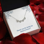 Maid of Honor 'Thank You' Magnetic Hearts Necklace & Card from Bride