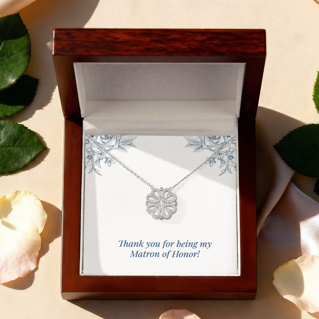 Matron of Honor 'Thank You' Magnetic Hearts Necklace & Card from Bride