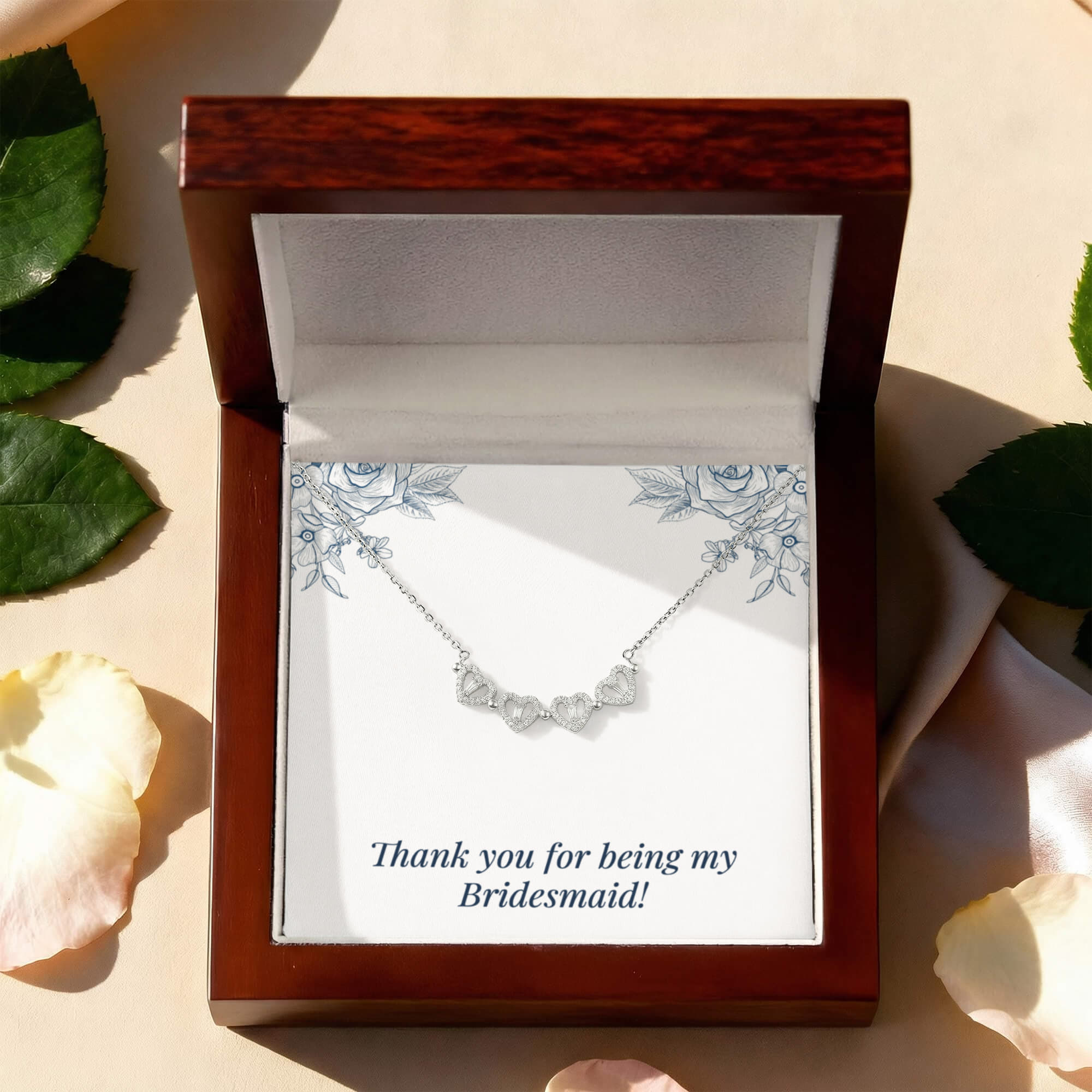 Bridesmaid 'Thank You' Magnetic Hearts Necklace & Card from Bride