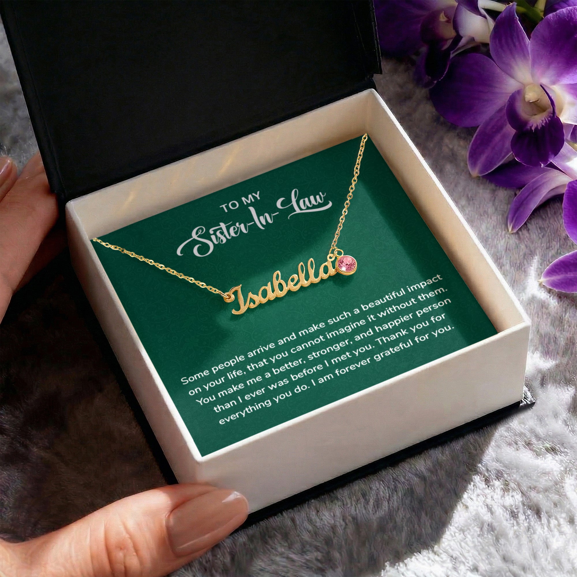Sister in Law Birthday Gift | Custom Name Necklace with Birthstone Charm