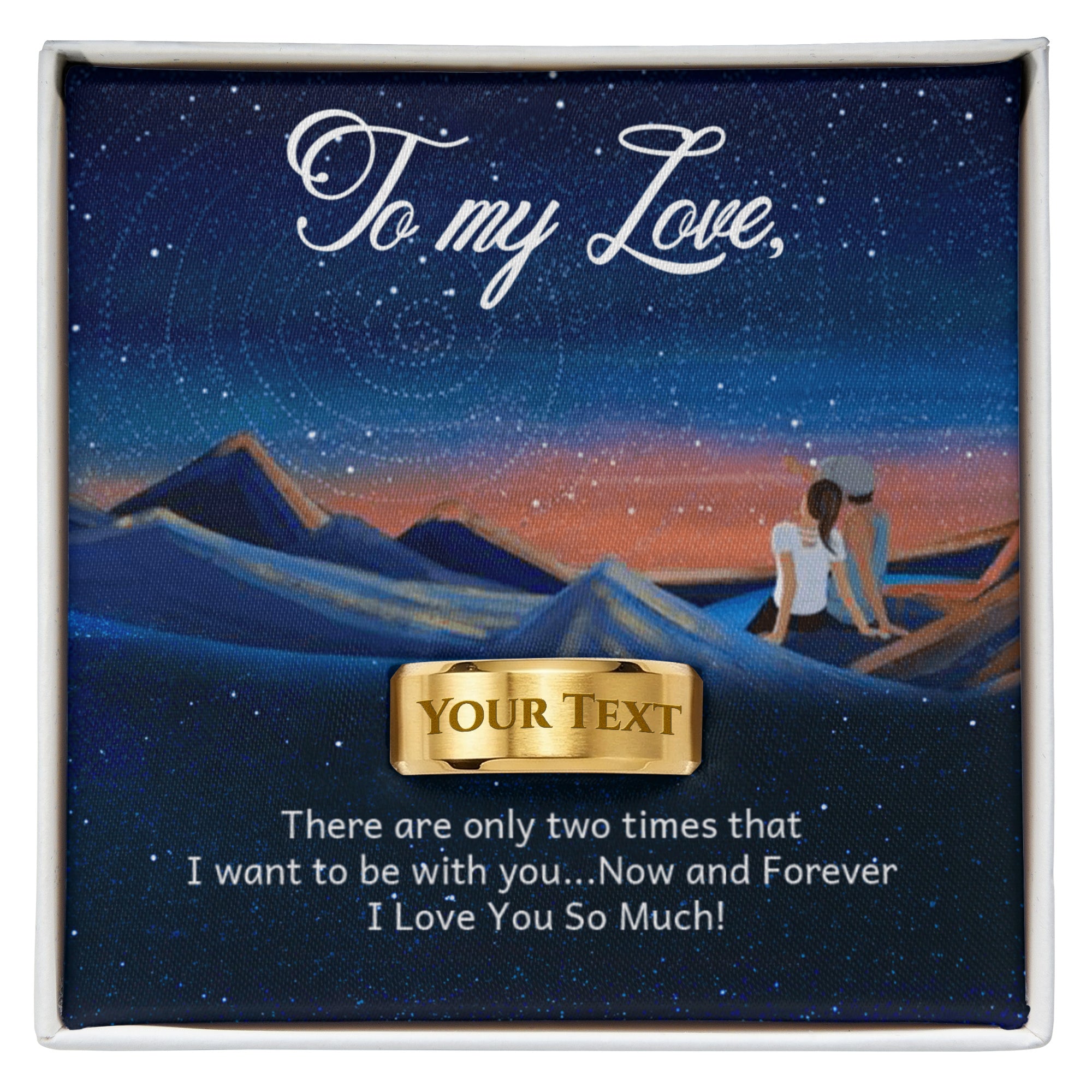 My Love 'Now and Forever' Engraved Men's Ring, With Message Card & Gift Box