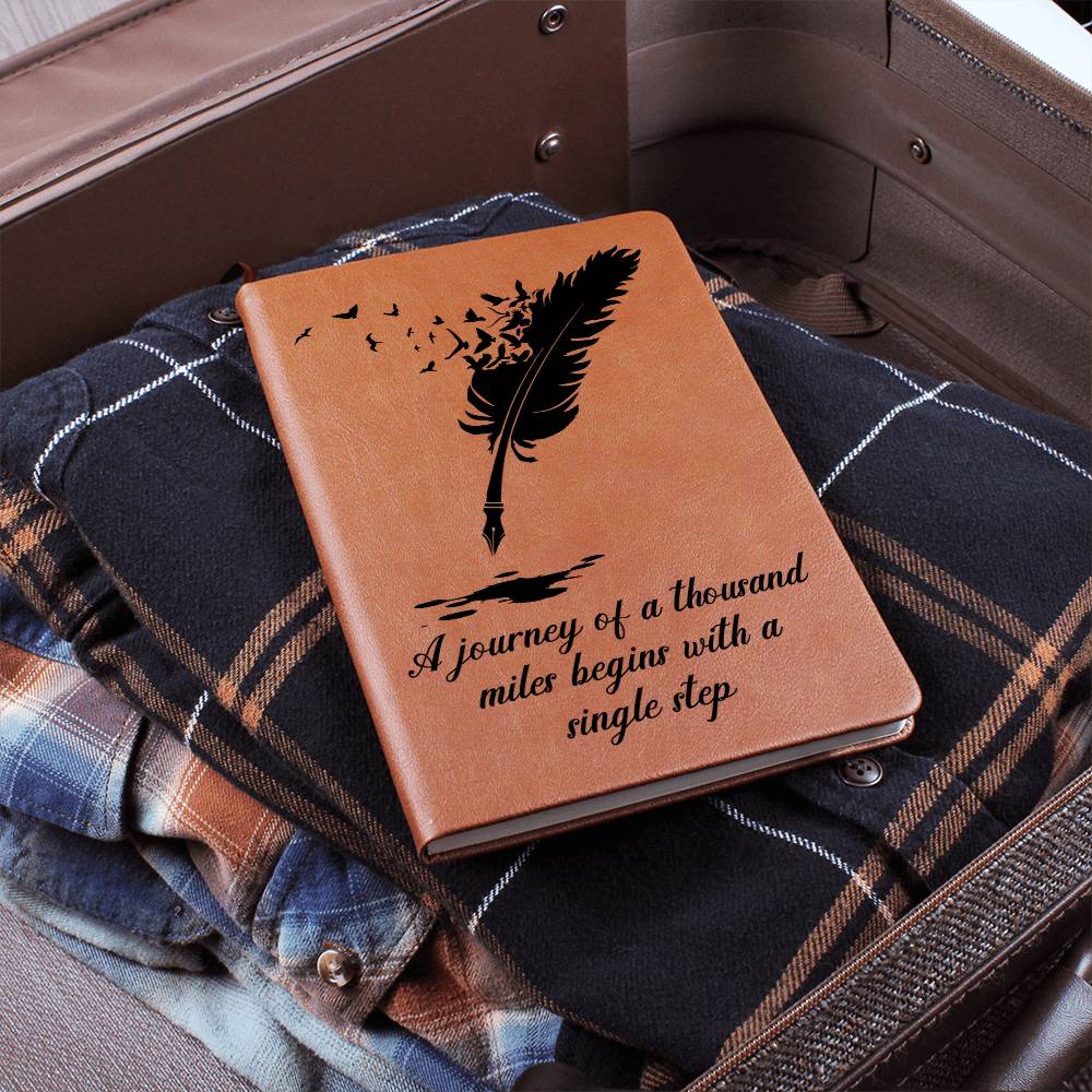 Journey of a Thousand Miles Feather Vegan Leather Journal