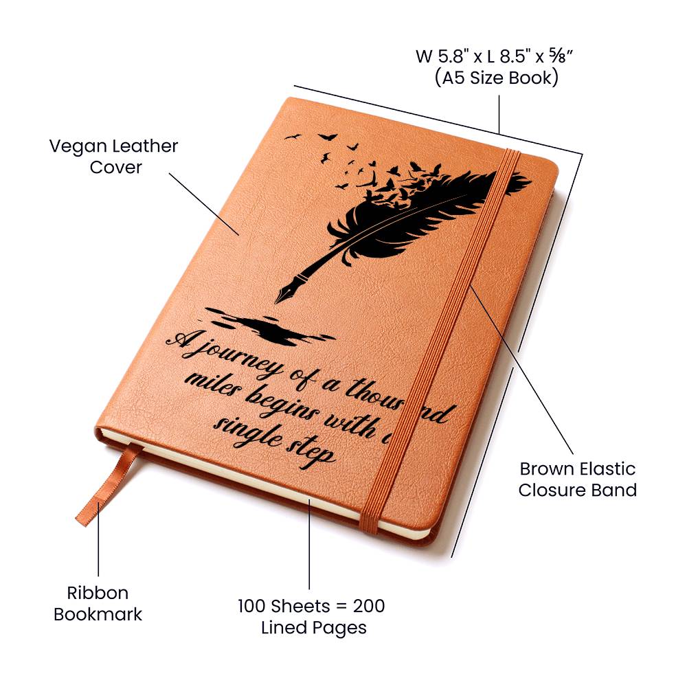 Journey of a Thousand Miles Feather Vegan Leather Journal