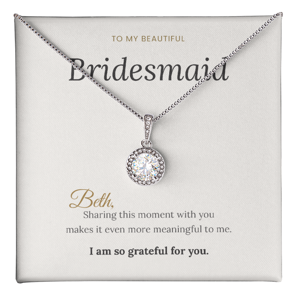 Bridesmaid 'Grateful for You' Necklace & Personalized Message Card from Bride