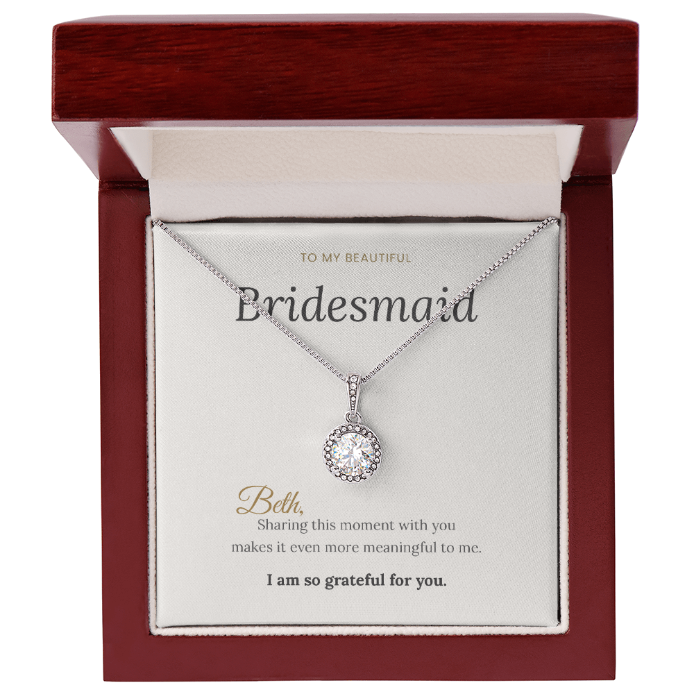 Bridesmaid 'Grateful for You' Necklace & Personalized Message Card from Bride
