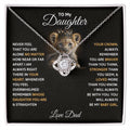 Daughter 'Whose Daughter You Are' Love Knot Necklace, Card & Gift Box from Dad