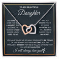 Daughter 'Proudest Moment' Interlocking Hearts Necklace, Card & Gift Box from Dad