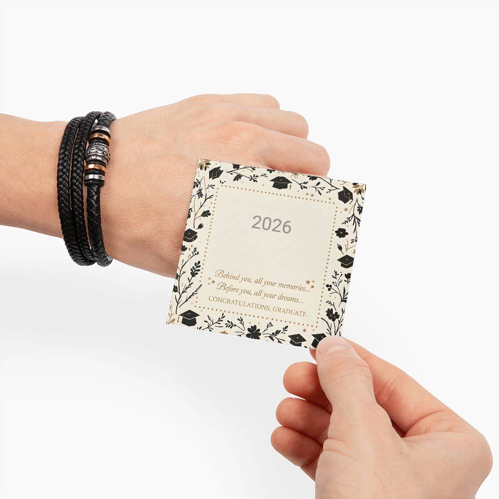 Boyfriend Graduation 'Love You Forever' Leather Bracelet with Card & Gift Box from Partner