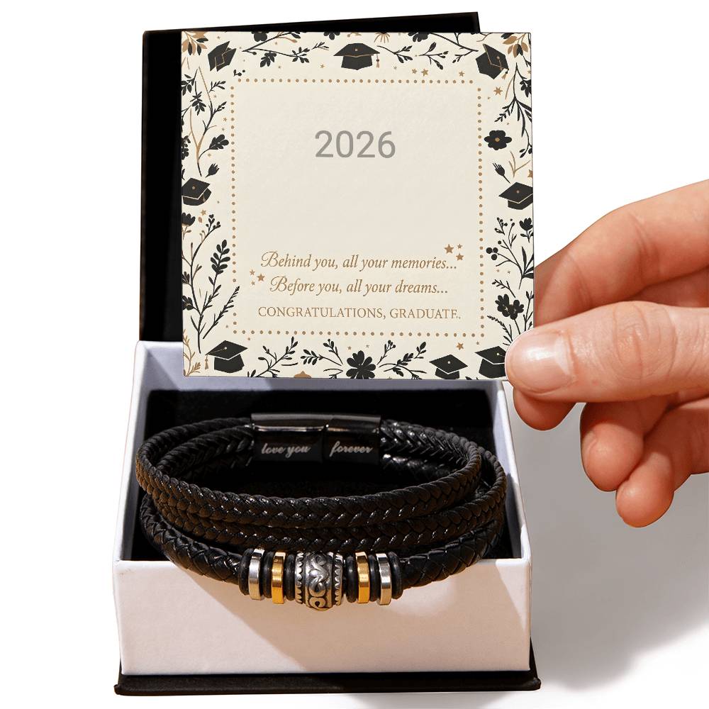 Brother Graduation 'Love You Forever' Leather Bracelet with Card & Gift Box from Sibling
