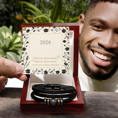 Brother Graduation 'Love You Forever' Leather Bracelet with Card & Gift Box from Sibling