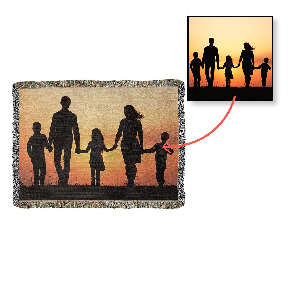 Bride & Groom 52"x37" Personalized Heirloom Photo Woven Blanket | Wedding Gift for Couple | Bridal Party Gift