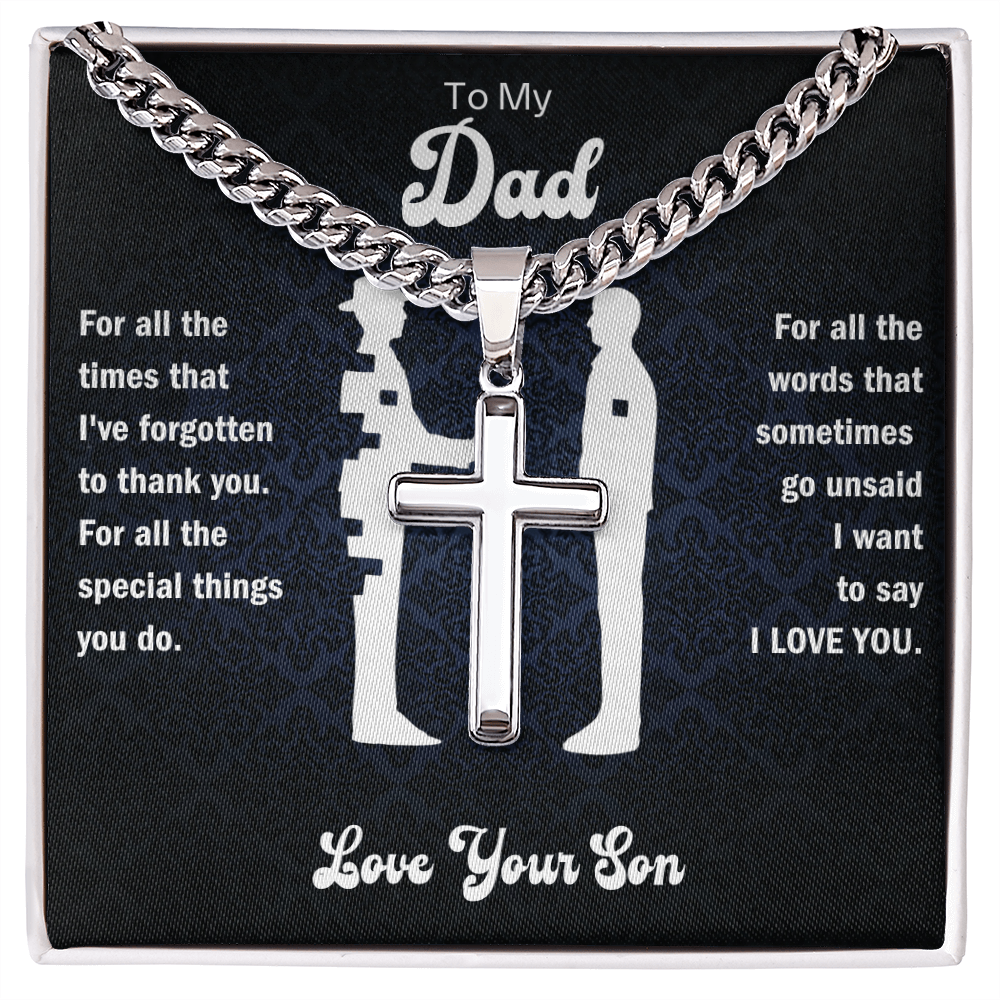 Dad 'Words That Go Unsaid' Cross Necklace, Card & Gift Box from Son