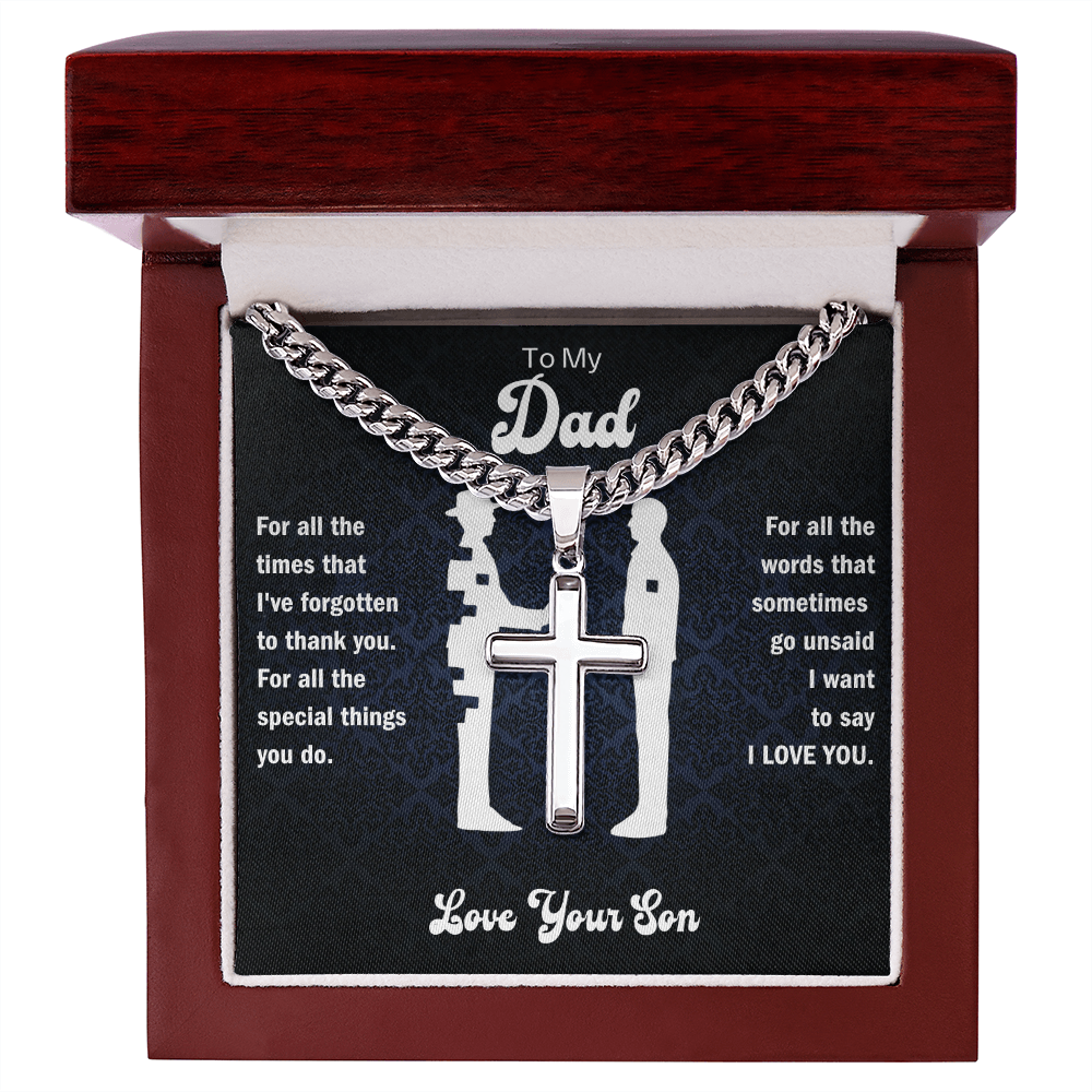 Dad 'Words That Go Unsaid' Cross Necklace, Card & Gift Box from Son