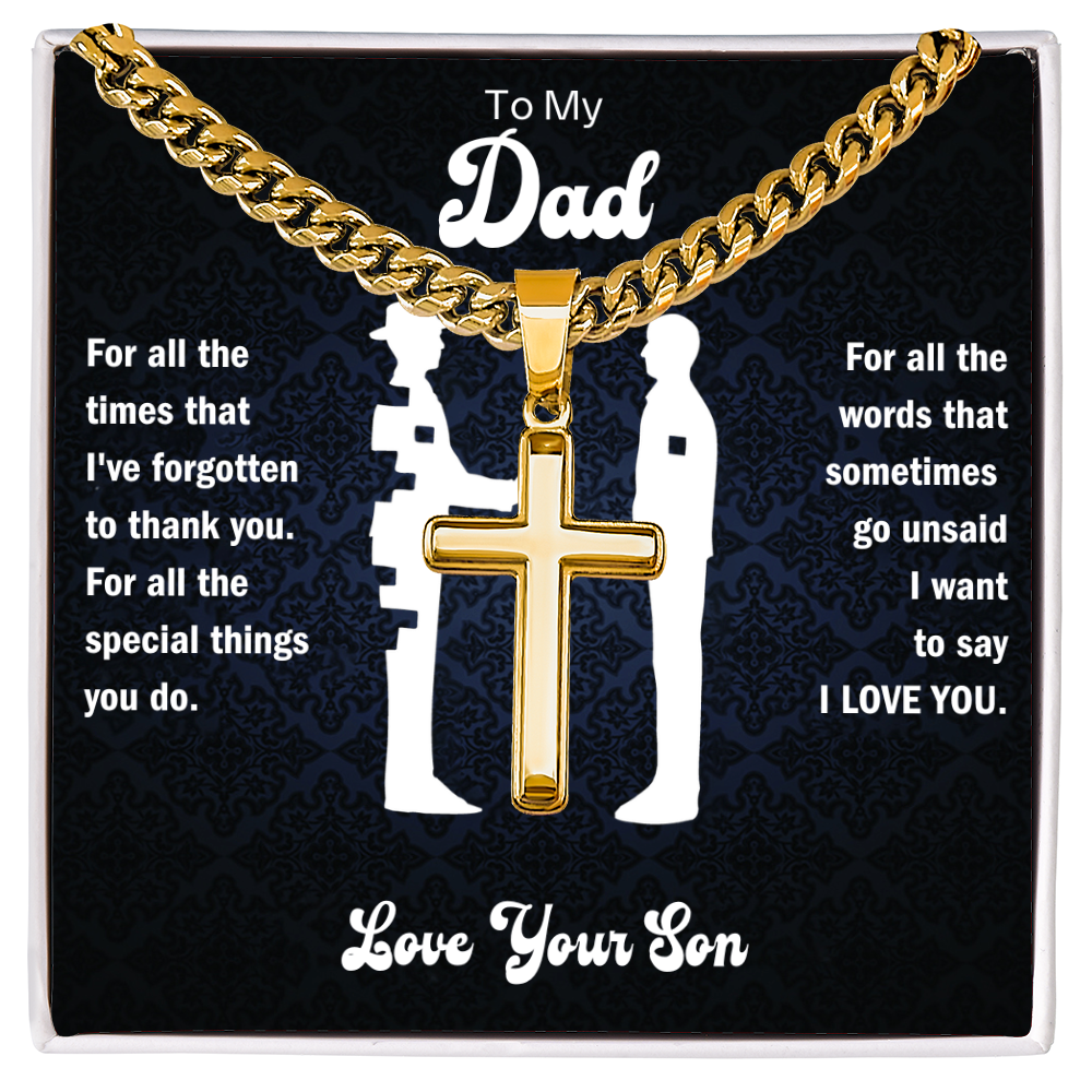 Dad 'Words That Go Unsaid' Cross Necklace, Card & Gift Box from Son