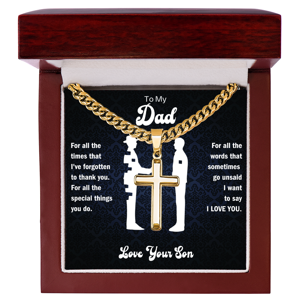 Dad 'Words That Go Unsaid' Cross Necklace, Card & Gift Box from Son