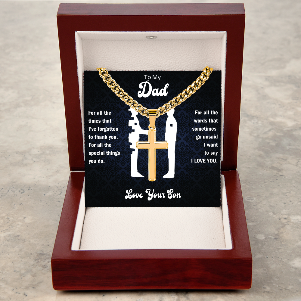 Dad 'Words That Go Unsaid' Cross Necklace, Card & Gift Box from Son