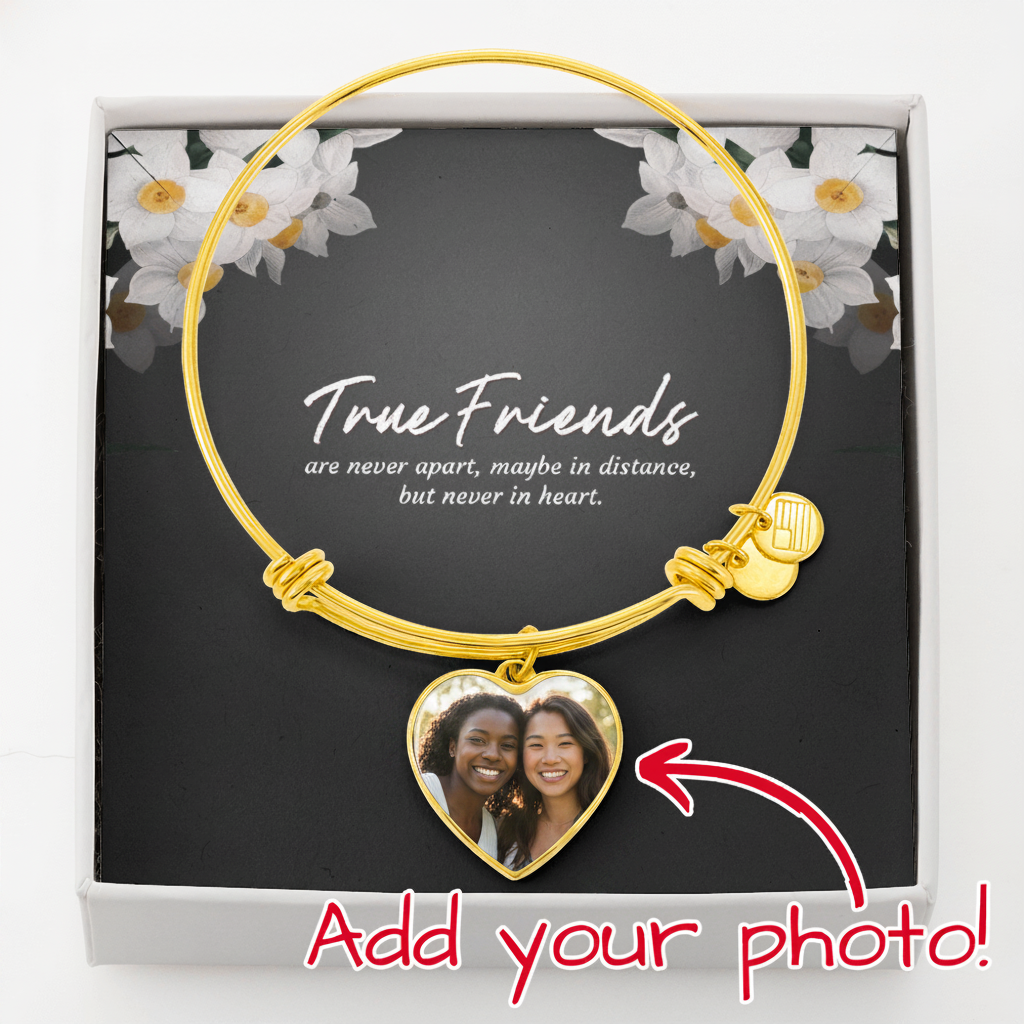 Best Friend Birthday 'Never Apart' Custom Photo Heart Bangle